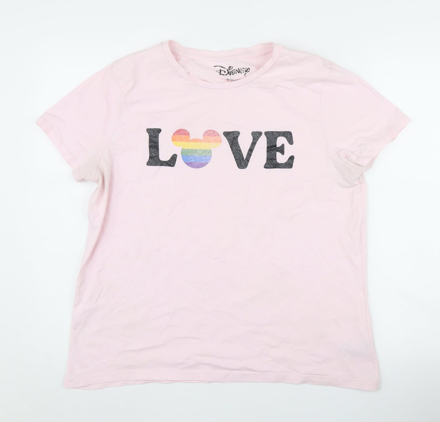 Womens UK Size 16 Disney Pink Basic T-Shirt