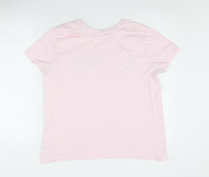 Womens UK Size 16 Disney Pink Basic T-Shirt