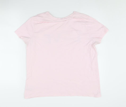 Womens UK Size 16 Disney Pink Basic T-Shirt