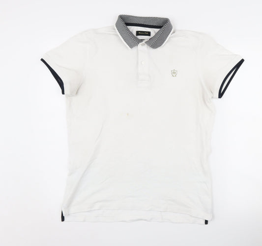 Massimo Dutti Men's White Polo M - Casual and Stylish