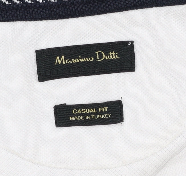Massimo Dutti Men's White Polo M - Casual and Stylish