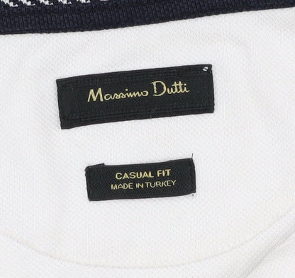 Massimo Dutti Men's White Polo M - Casual and Stylish