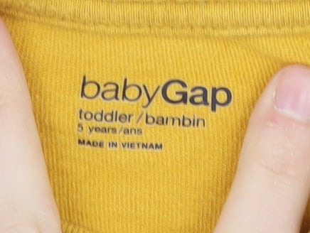 Gap Boys Yellow Graphic T-Shirt, Age 5, Long Sleeve, Casual