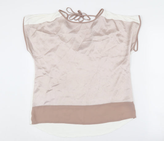 Womens UK Size L Oasis Beige Basic Blouse