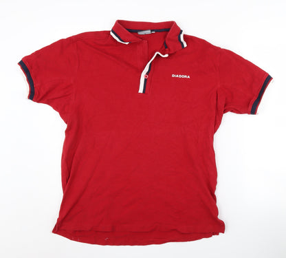 Diadora Men's Red Polo Shirt Size M