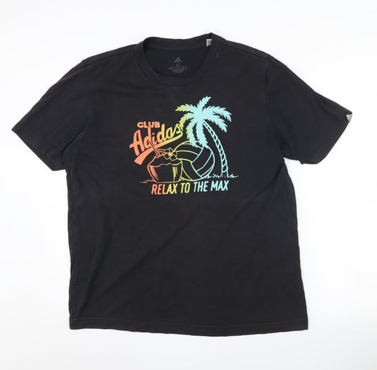 Adidas Men's Black Beach Graphic T-Shirt Medium
