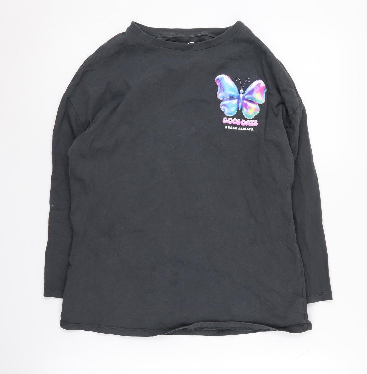 NEXT Girls Black Graphic Long Sleeve T-Shirt 11 Years
