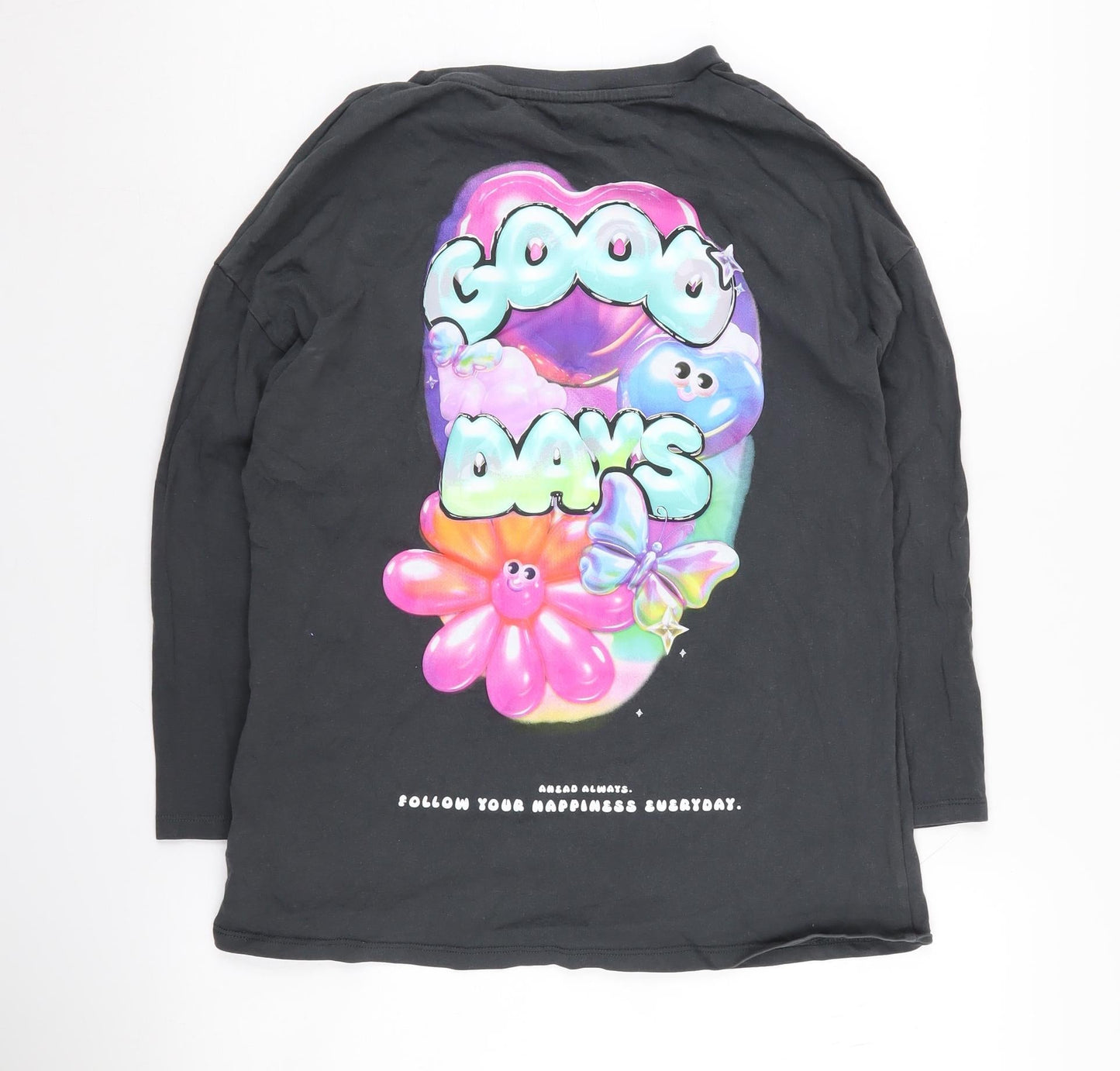 NEXT Girls Black Graphic Long Sleeve T-Shirt 11 Years