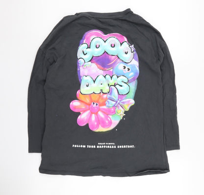 NEXT Girls Black Graphic Long Sleeve T-Shirt 11 Years