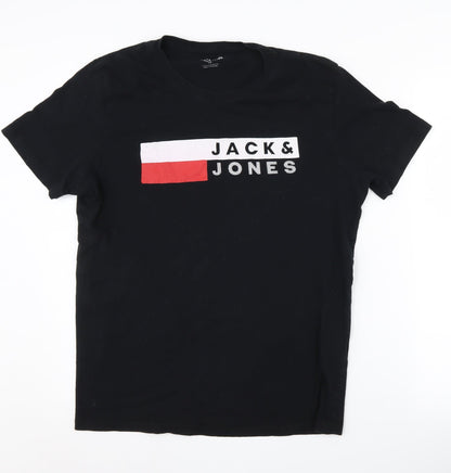 Mens UK Size M JACK & JONES Black  T-Shirt