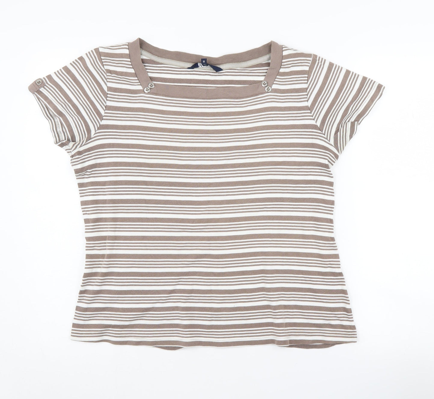 Maine New England Women's Brown Striped T-Shirt, Size 16