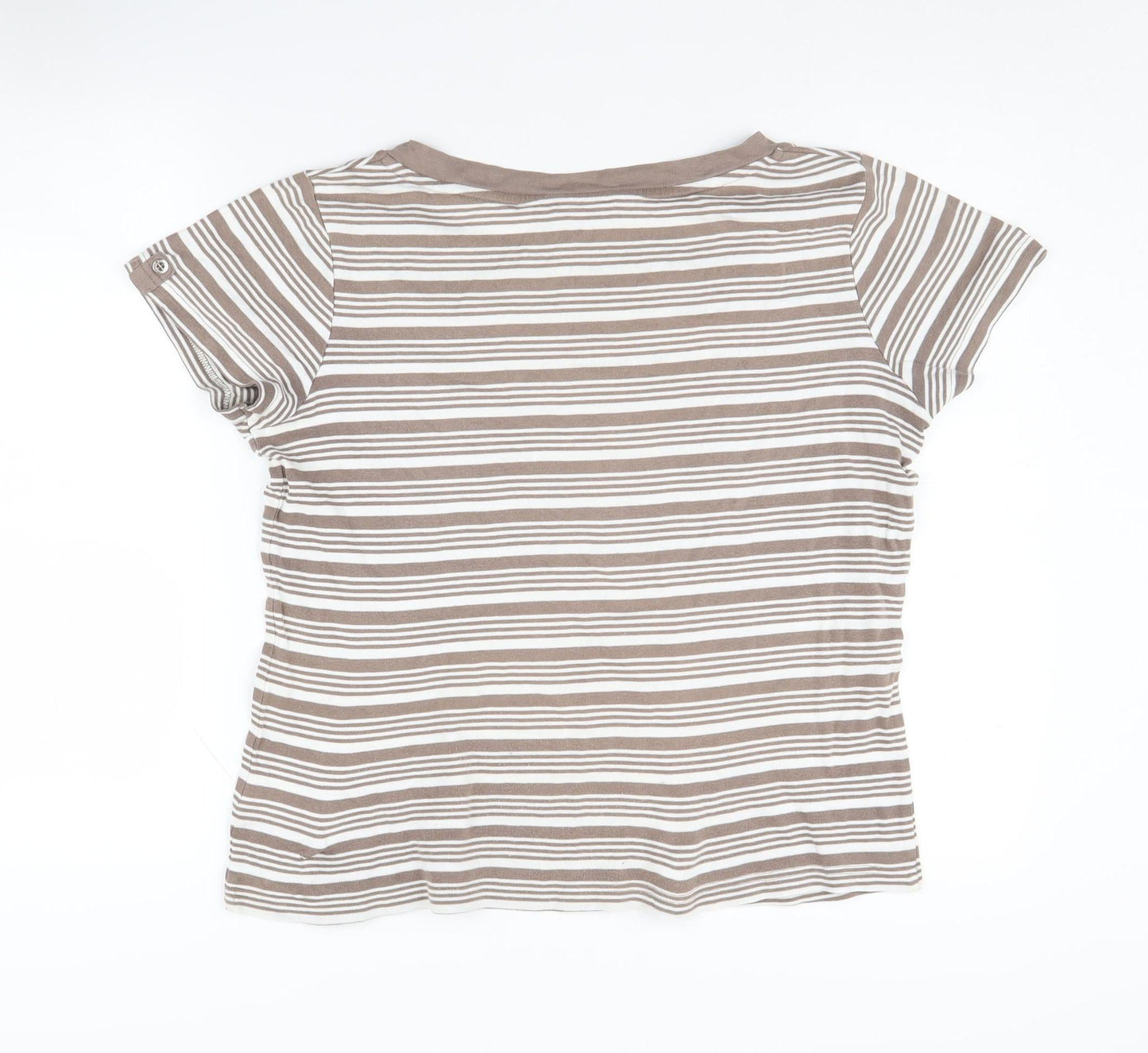 Maine New England Women's Brown Striped T-Shirt, Size 16