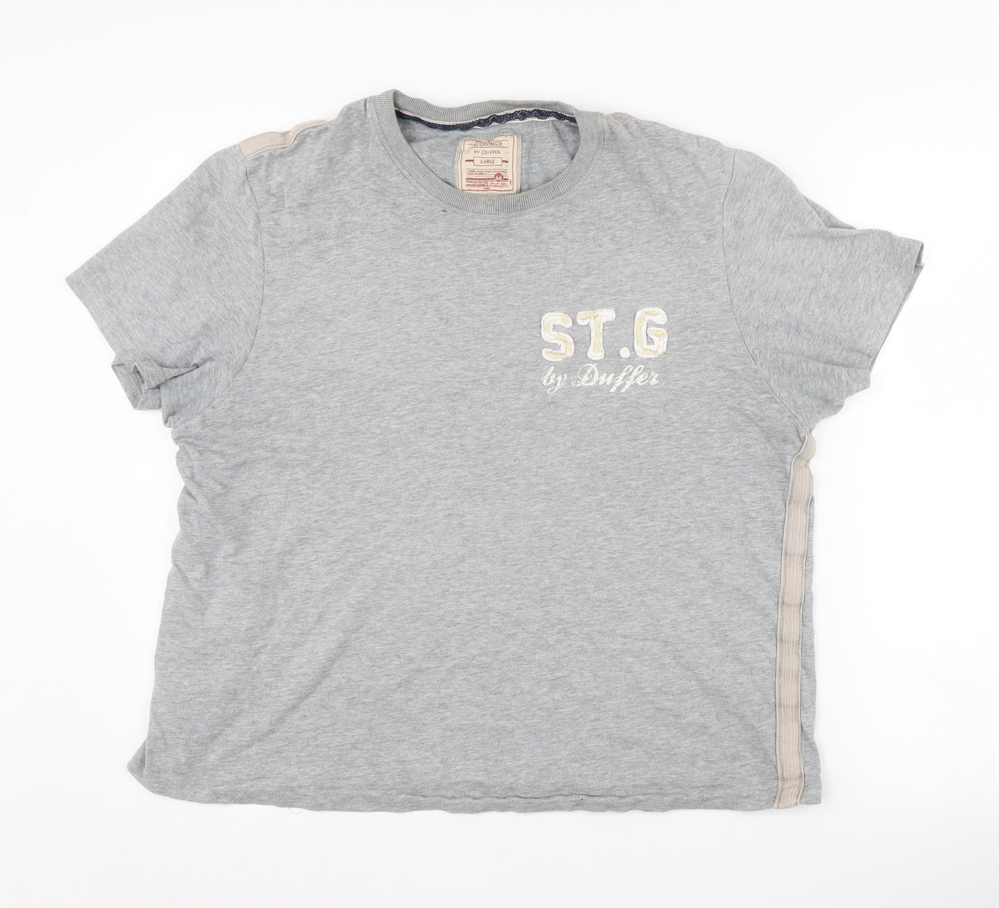St George by Duffer Grey Unisex L T-Shirt, Classic Casual Fit