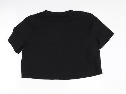 Lonsdale Women's Black Cropped T-Shirt, Size 12