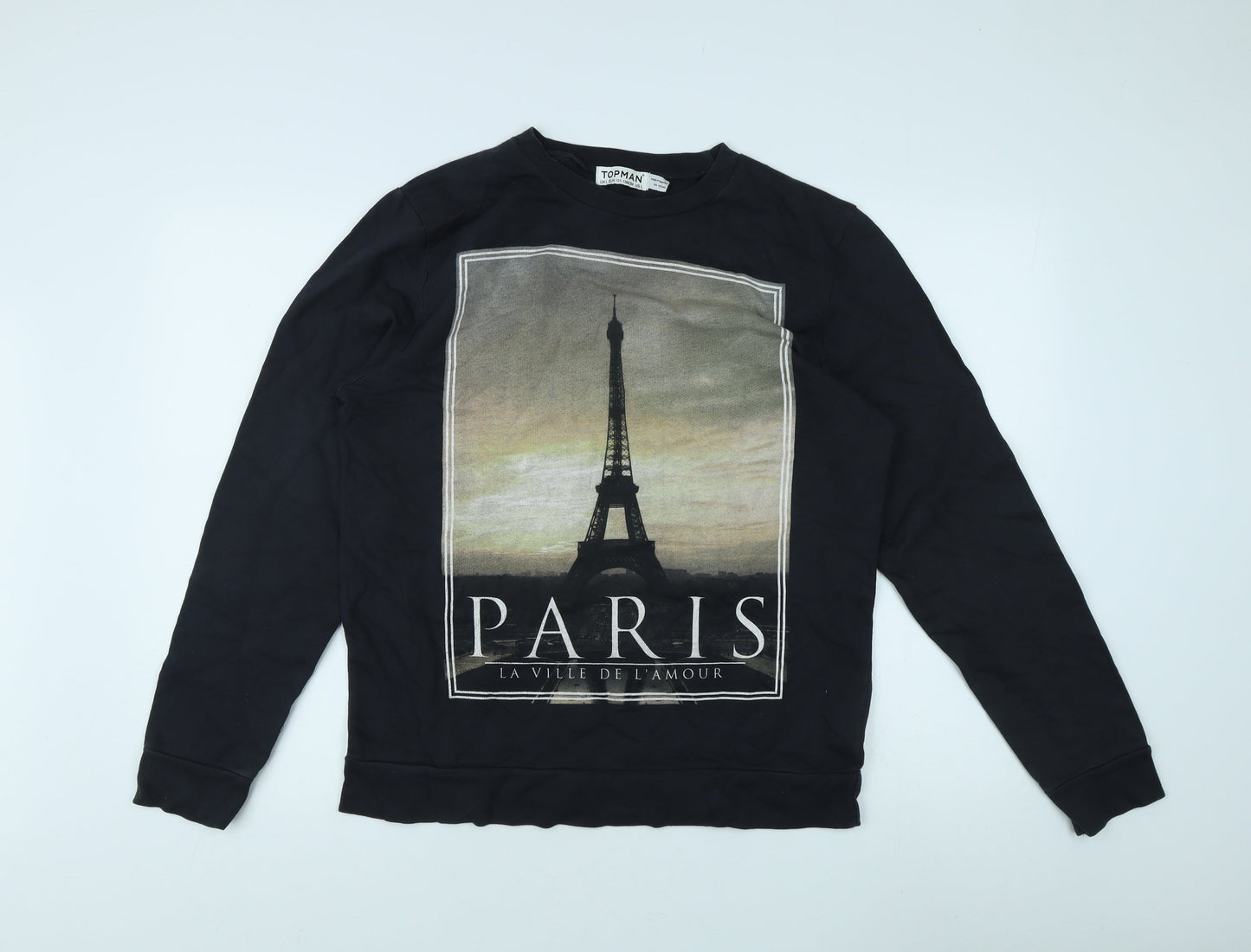 Topman Men's Black Paris Sweatshirt L Pullover