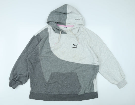 Puma Women's Grey Pullover Hoodie, M, Sporty Casual Style