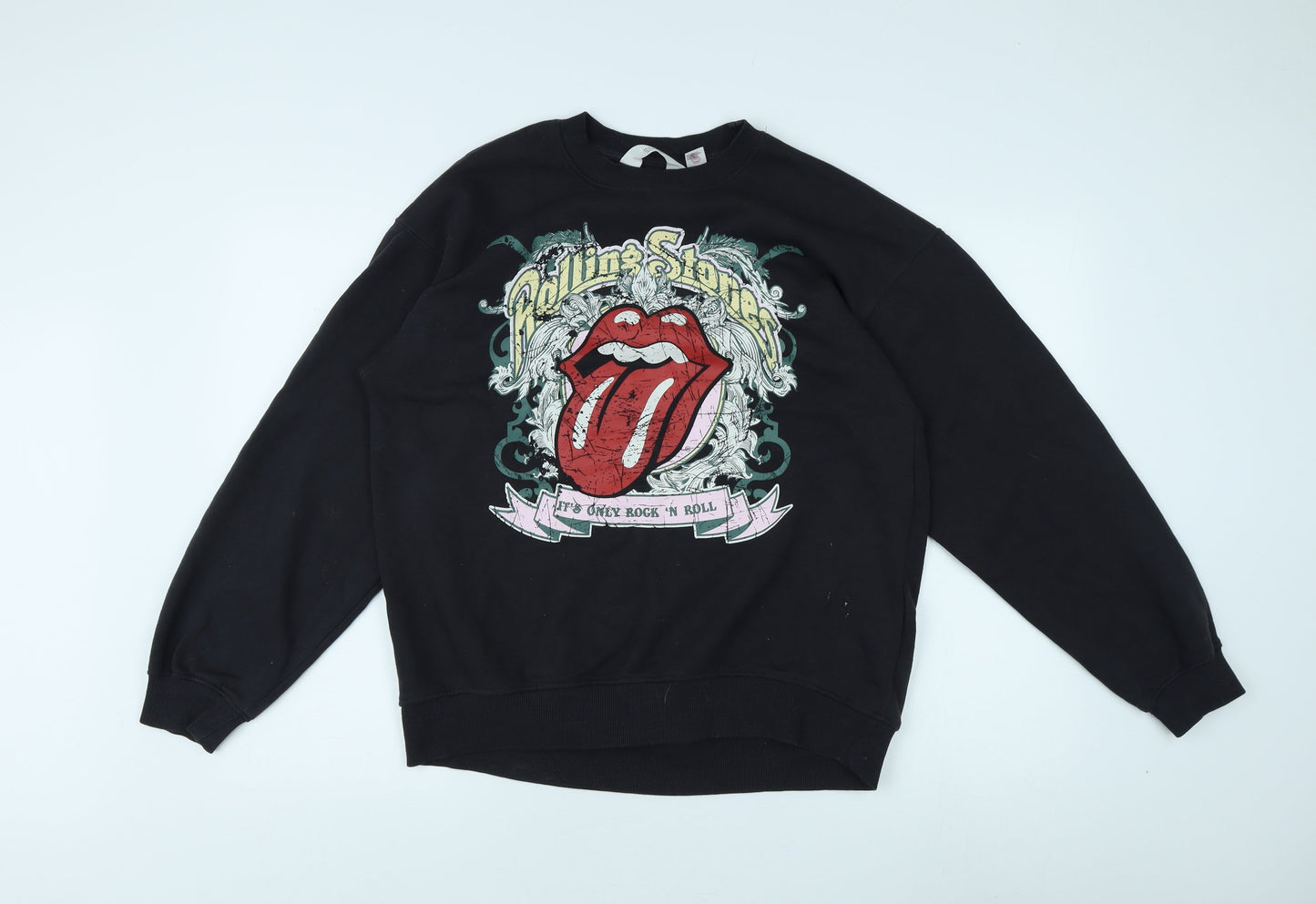 H&M Teens Black Pullover Sweatshirt, Graphic, Size 14