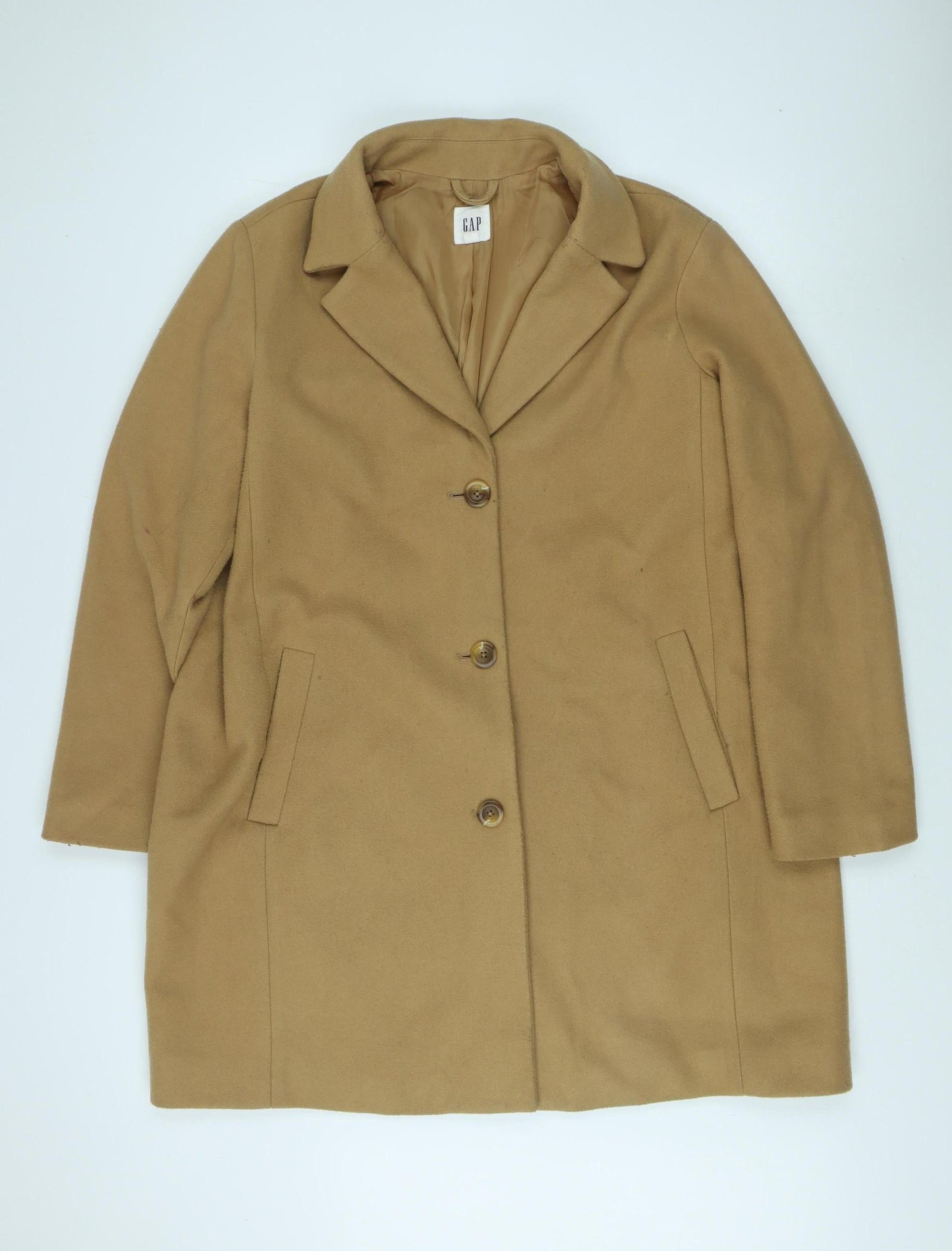 GAP Women's Beige Overcoat XL - Classic Style