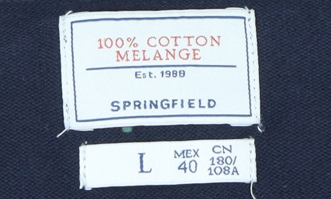 Springfield Men's Blue Striped Cotton Pullover Jumper, Size L