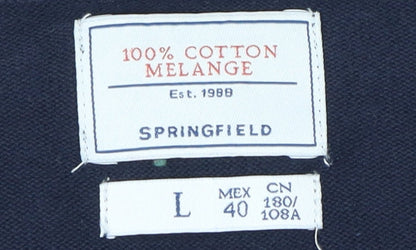 Springfield Men's Blue Striped Cotton Pullover Jumper, Size L