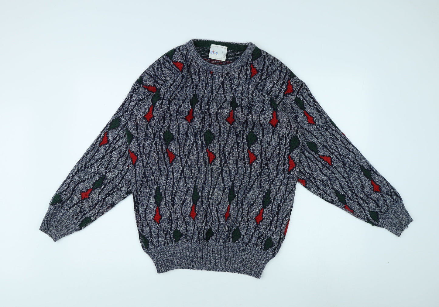 BHS Men's Retro Multicoloured Pullover Jumper L