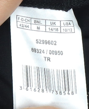 Damart Women's Black Embroidered Boat Neck Top M