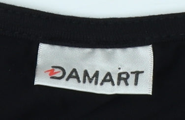 Damart Women's Black Embroidered Boat Neck Top M