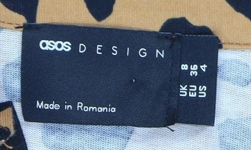 Womens UK Size 8 ASOS DESIGN Multicoloured Tunic Button-Up