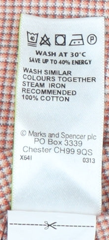 Marks and Spencer Men's Red Check Short Sleeve Polo