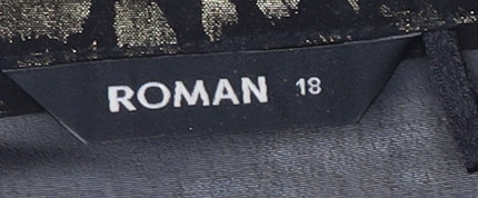 Womens UK Size 18 Roman Black Basic Button-Up