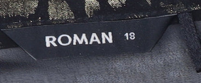 Womens UK Size 18 Roman Black Basic Button-Up
