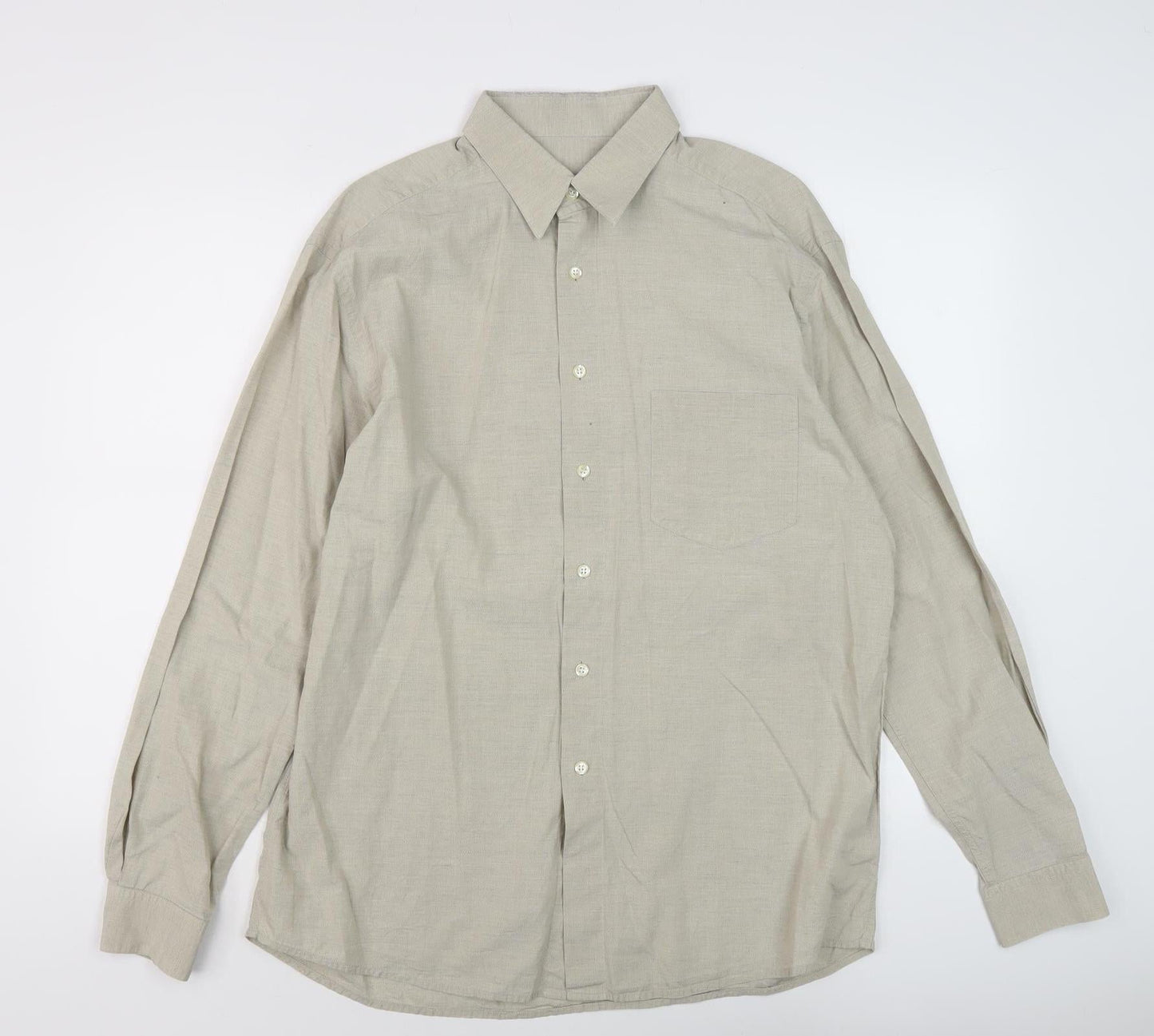 Hugo Boss Men's Beige Long Sleeve Button-Up Shirt