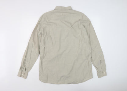 Hugo Boss Men's Beige Long Sleeve Button-Up Shirt