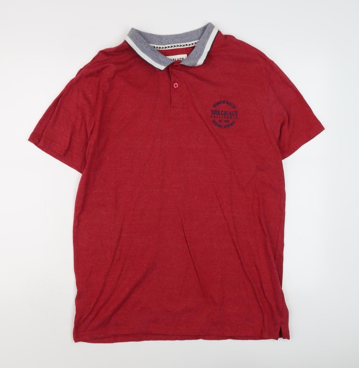 SoulCal & Co Men's Red Polo Shirt, Short Sleeve