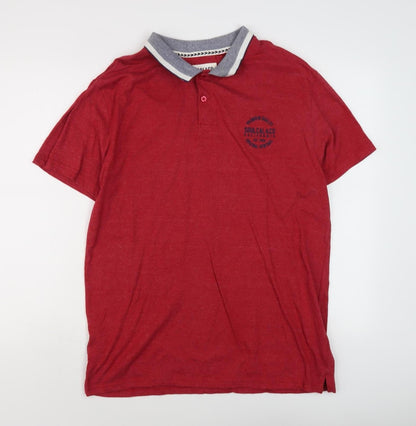 SoulCal & Co Men's Red Polo Shirt, Short Sleeve