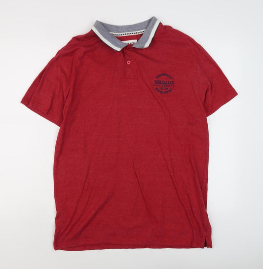 SoulCal & Co Men's Red Polo Shirt, Short Sleeve