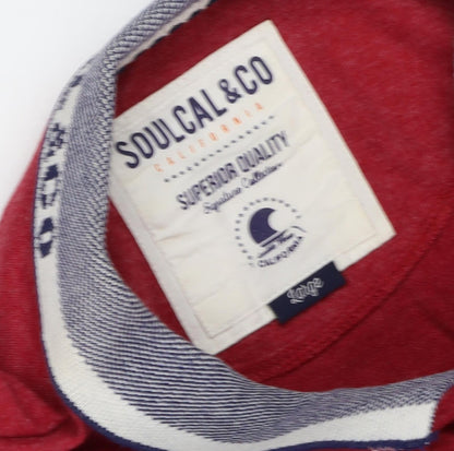 SoulCal & Co Men's Red Polo Shirt, Short Sleeve