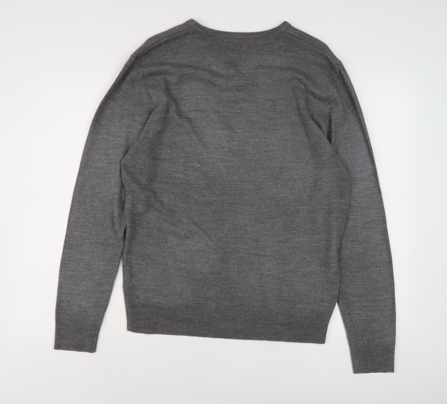 Thomas Nash Men's Grey Wool V-Neck Pullover Jumper S