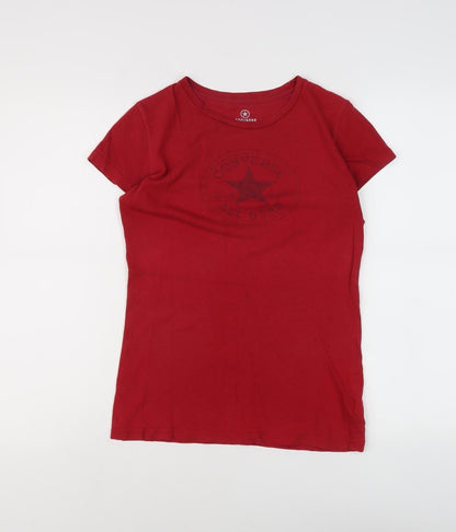 Womens UK Size XS Converse Red Basic T-Shirt