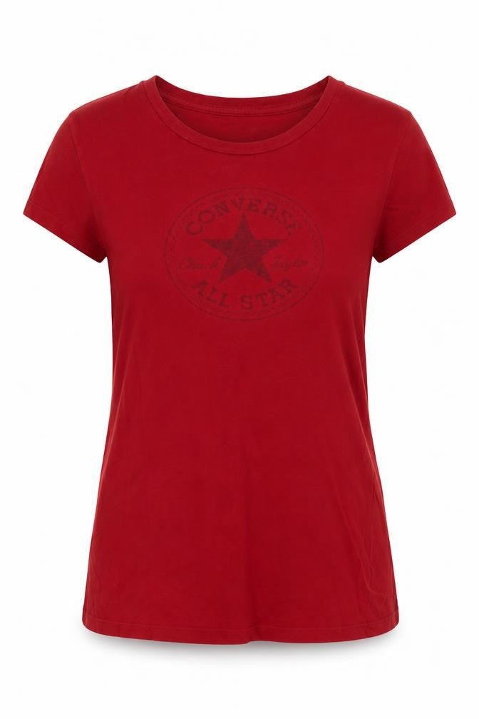 Womens UK Size XS Converse Red Basic T-Shirt