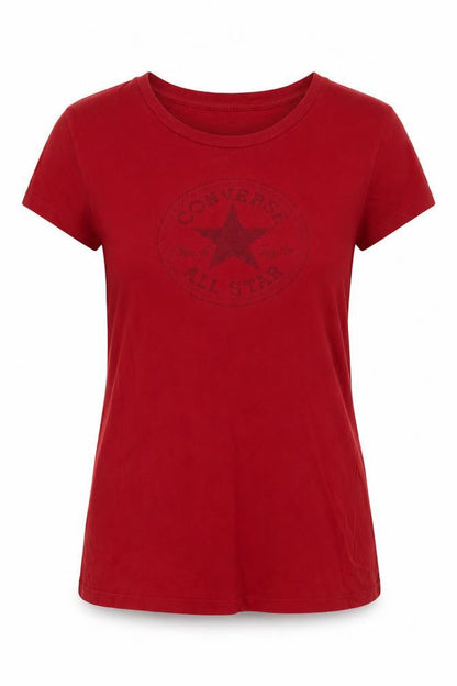 Womens UK Size XS Converse Red Basic T-Shirt