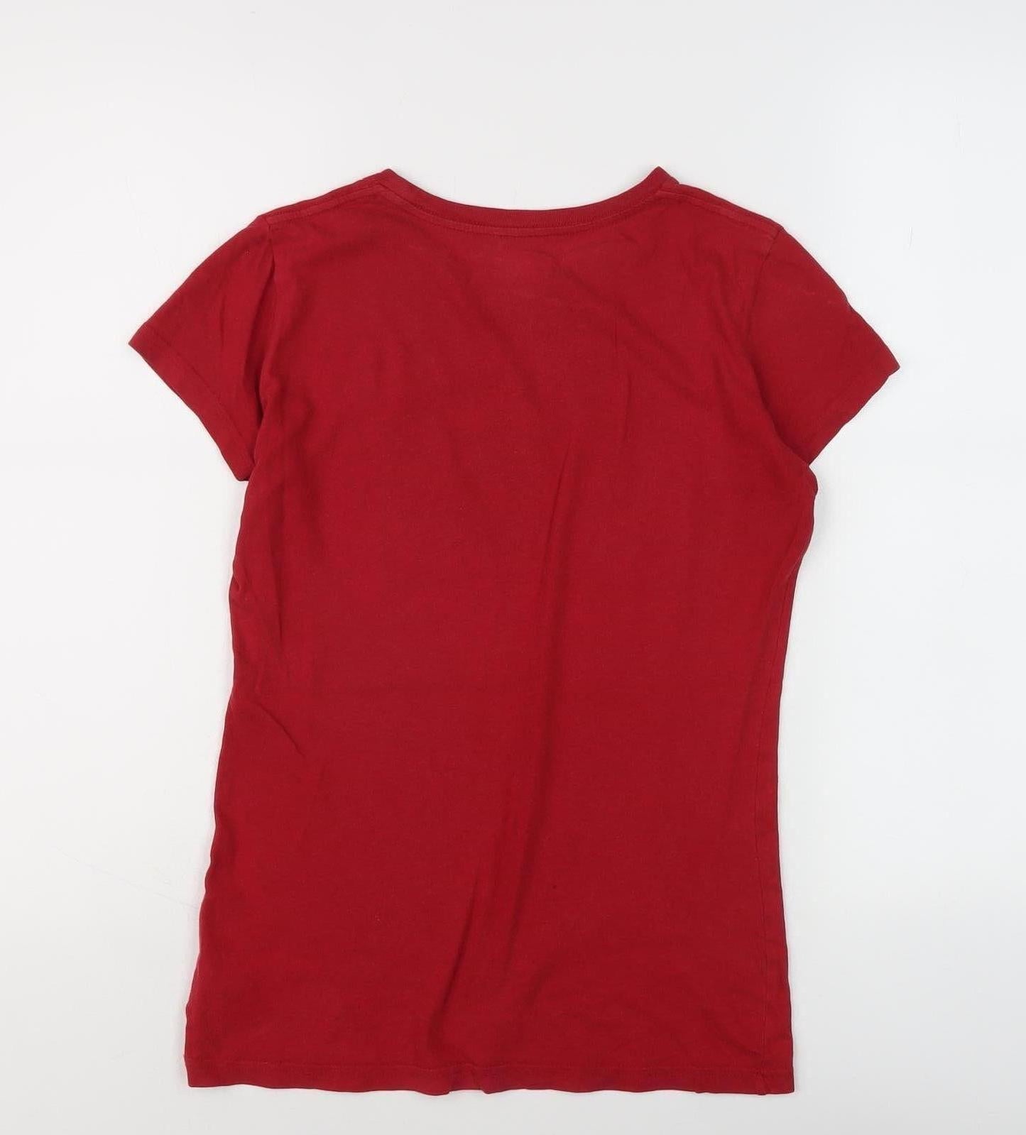 Womens UK Size XS Converse Red Basic T-Shirt
