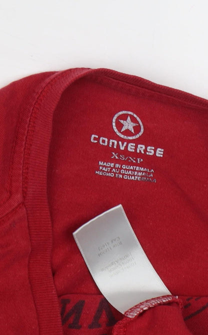 Womens UK Size XS Converse Red Basic T-Shirt