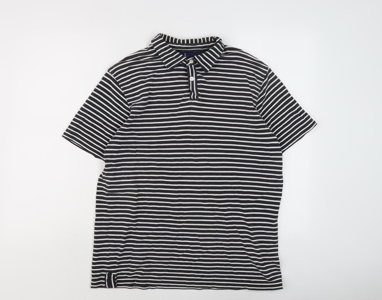 Jasper Conran Men's Black Striped Polo, Size L