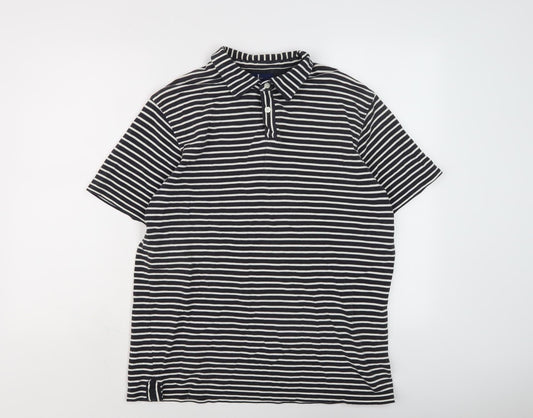 Jasper Conran Men's Black Striped Polo, Size L
