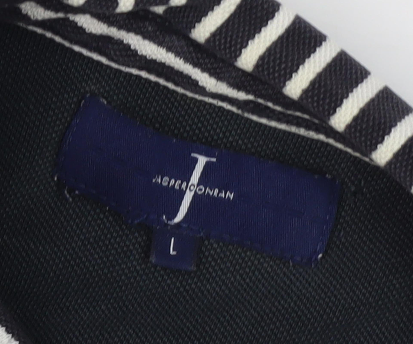 Jasper Conran Men's Black Striped Polo, Size L