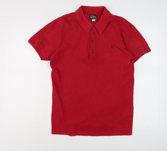 Diesel Men's Red Polo Shirt Size S