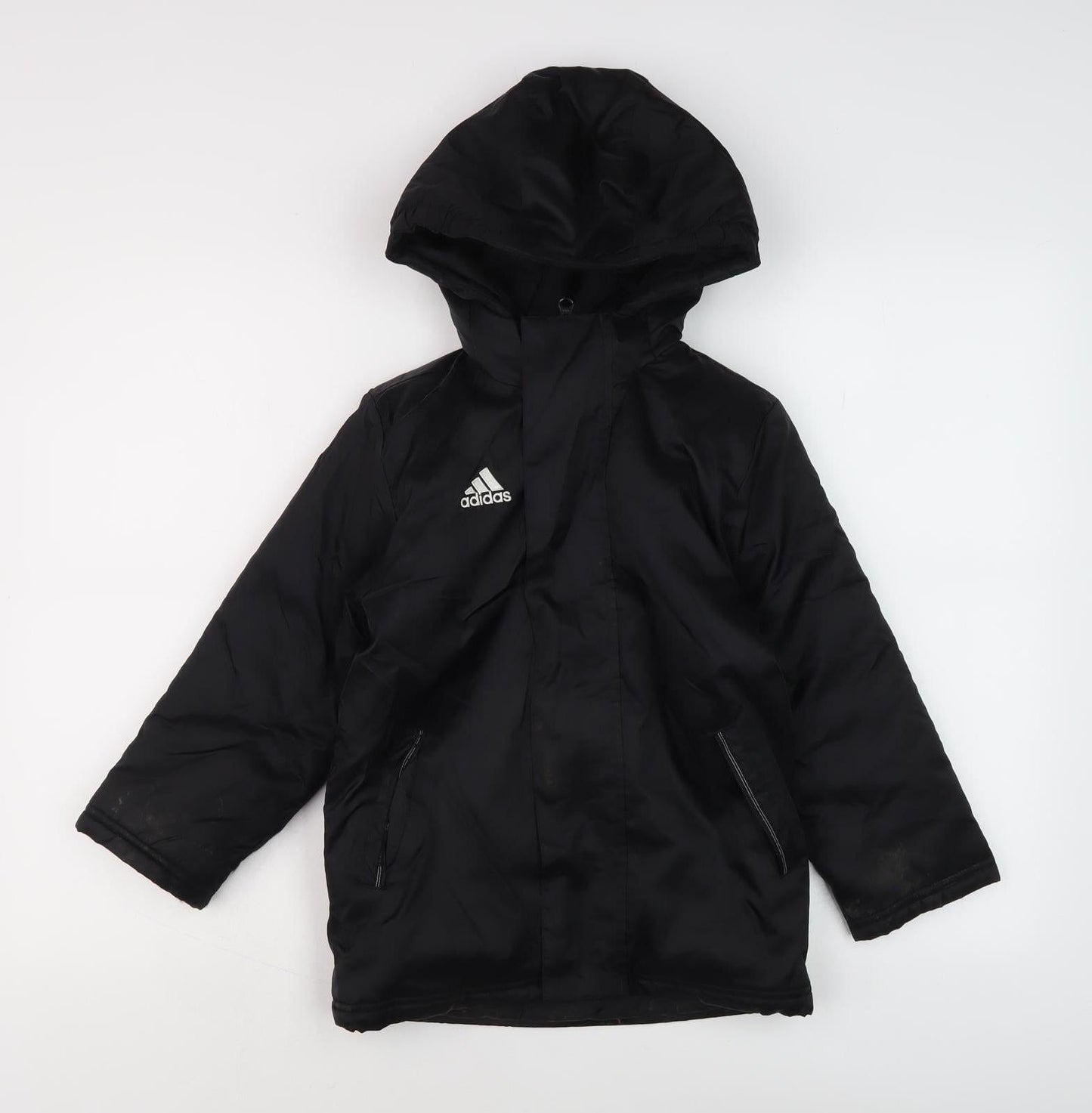 Adidas Boys Black Jacket 2XS Hooded Zip Casual