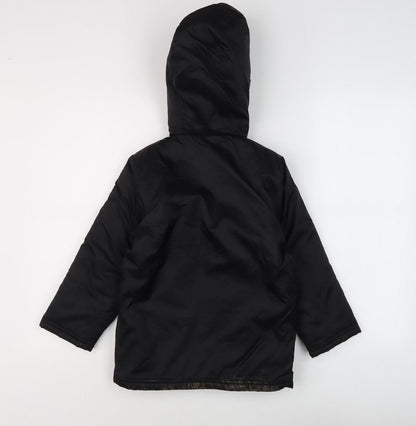 Adidas Boys Black Jacket 2XS Hooded Zip Casual