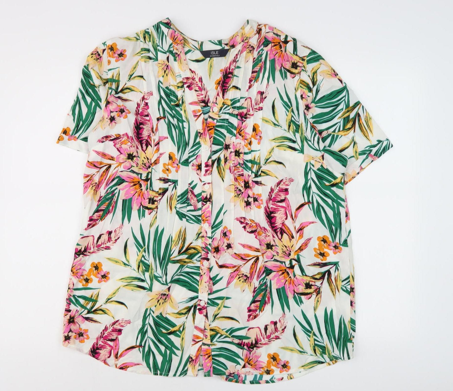 Womens UK Size 16 ISLE Essentials Multicoloured Basic Blouse